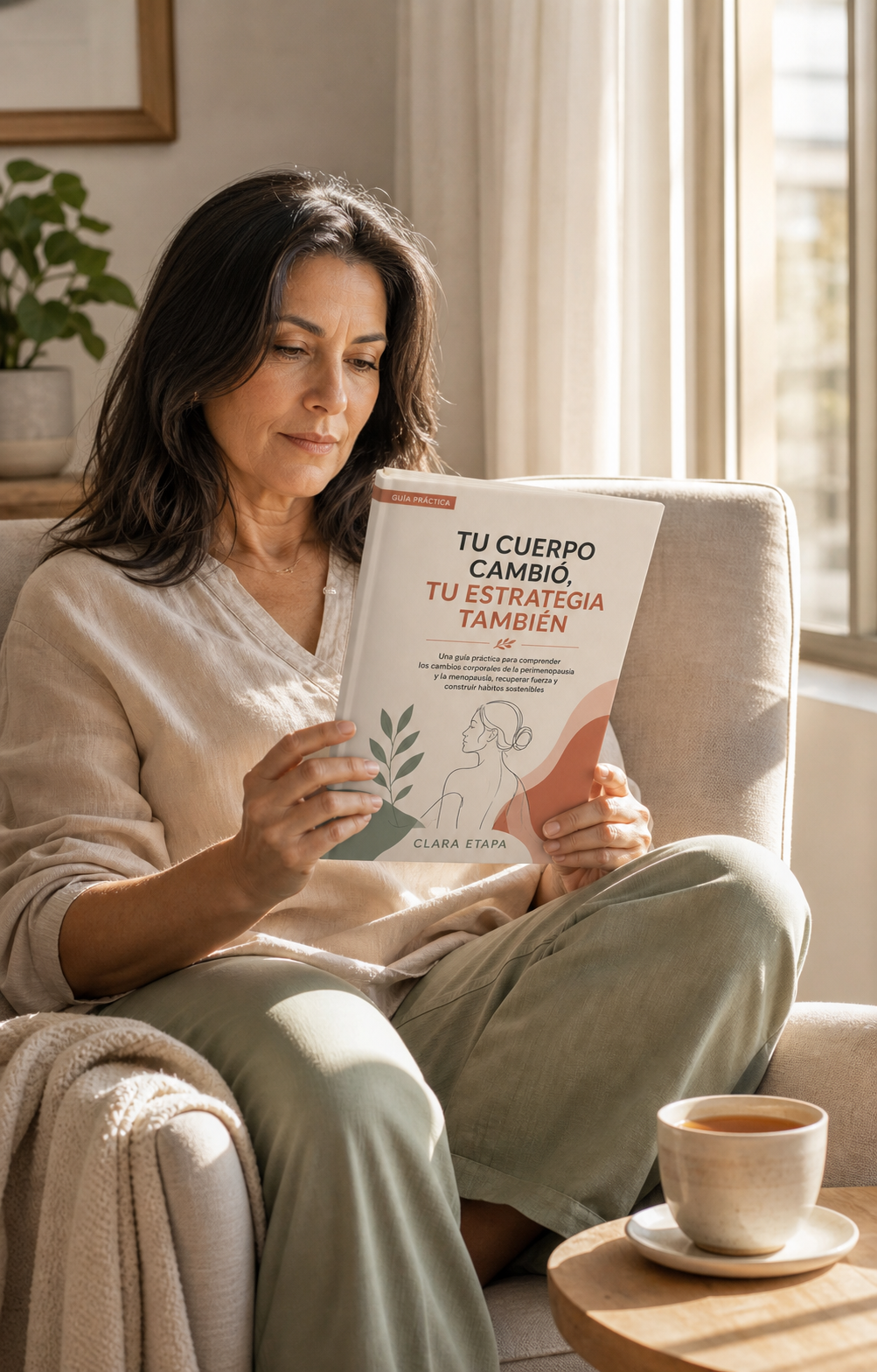 Mujer leyendo la guía de Clara Etapa